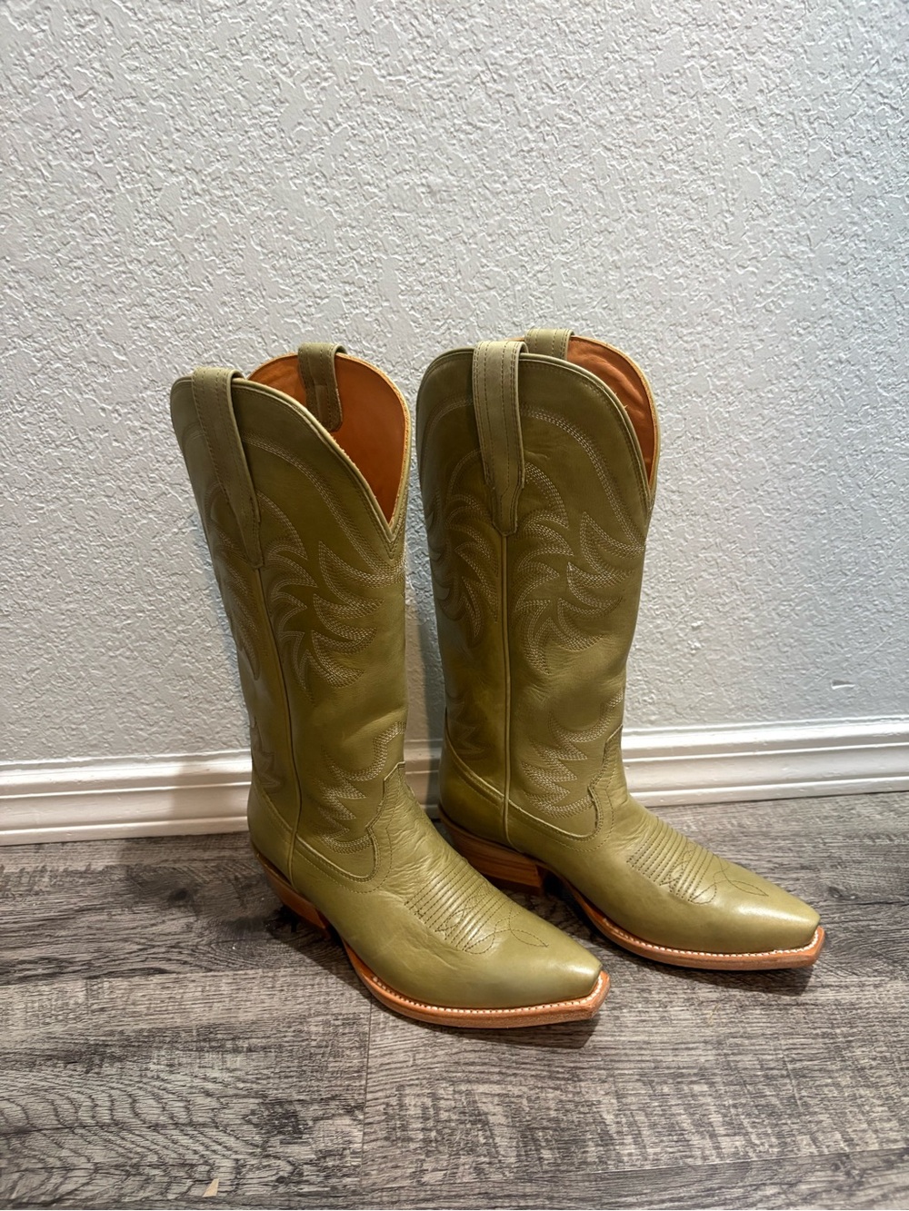 Tecovas The Annie Sage Green Leather Western Boots Green US 7.5